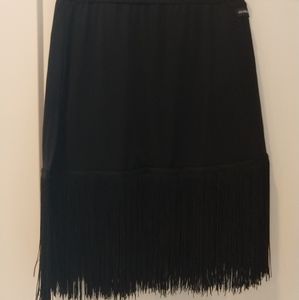Black fringe dance skirt with built in panty